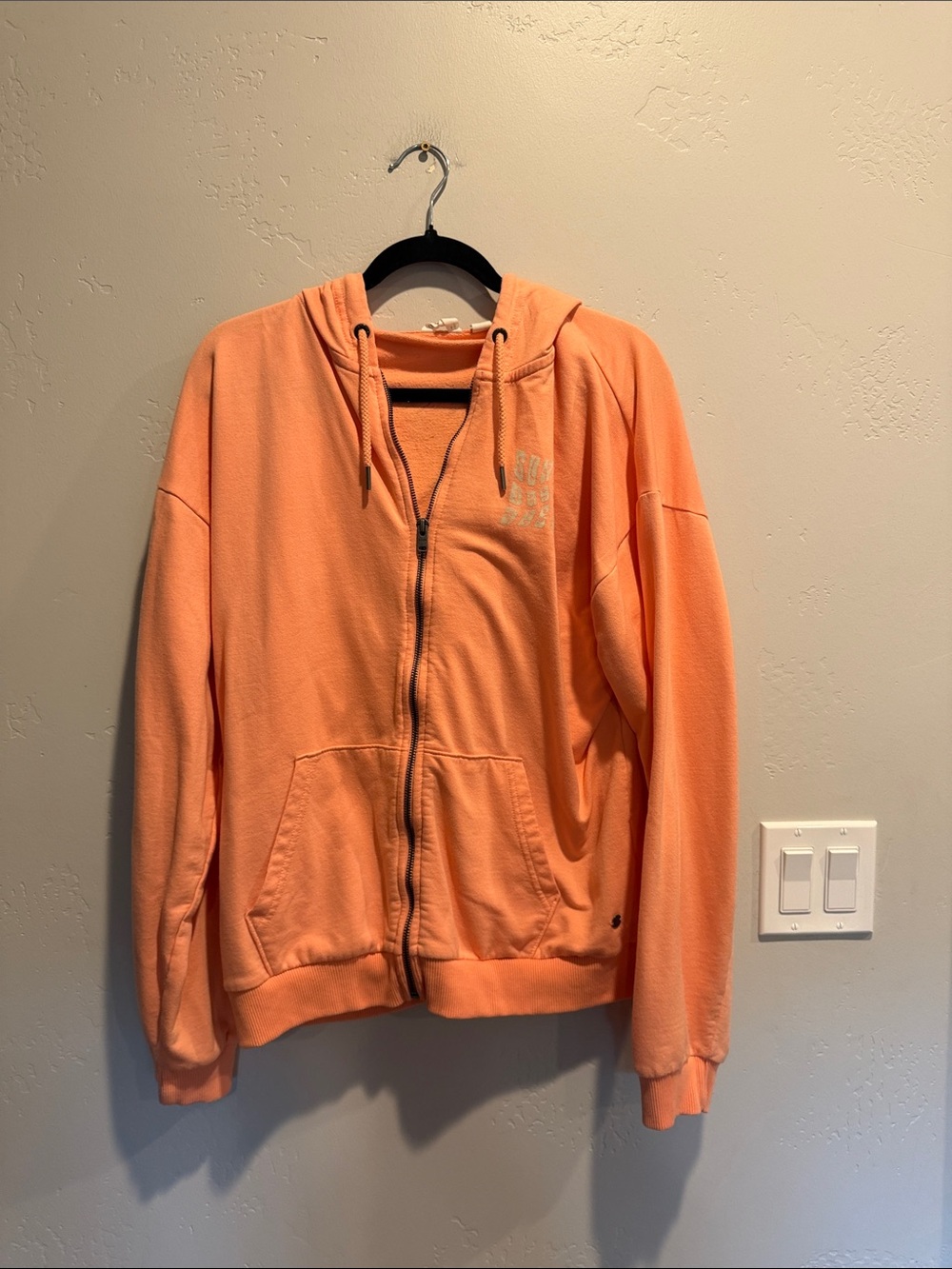 Roxy Peach Graphic Hoodie with Silver Print